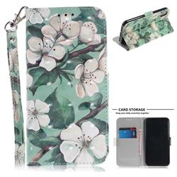 Watercolor Flower 3D Painted Leather Wallet Phone Case for iPhone XS / X / 10 (5.8 inch)