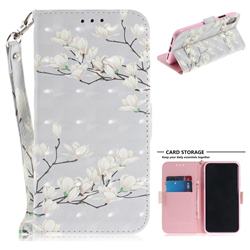 Magnolia Flower 3D Painted Leather Wallet Phone Case for iPhone XS / X / 10 (5.8 inch)