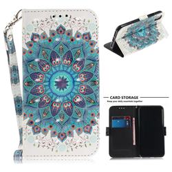 Peacock Mandala 3D Painted Leather Wallet Phone Case for iPhone XS / X / 10 (5.8 inch)