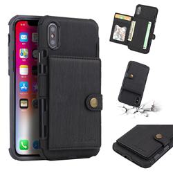 Brush Multi-function Leather Phone Case for iPhone XS / X / 10 (5.8 inch) - Black