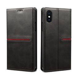 Suteni Slim Magnet Leather Wallet Flip Cover for iPhone XS / iPhone X(5.8 inch) - Black