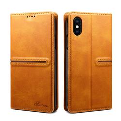 Suteni Slim Magnet Leather Wallet Flip Cover for iPhone XS / iPhone X(5.8 inch) - Khaki