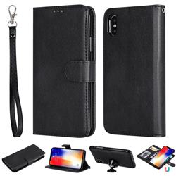 Retro Greek Detachable Magnetic PU Leather Wallet Phone Case for iPhone XS / iPhone X(5.8 inch) - Black