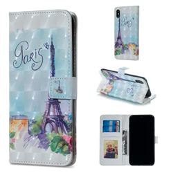 Paris Tower 3D Painted Leather Phone Wallet Case for iPhone XS / iPhone X(5.8 inch)