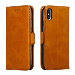 Retro Classic Calf Pattern Leather Wallet Phone Case for iPhone XS / iPhone X(5.8 inch) - Yellow