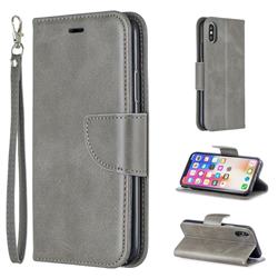 Classic Sheepskin PU Leather Phone Wallet Case for iPhone XS / iPhone X(5.8 inch) - Gray