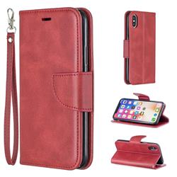 Classic Sheepskin PU Leather Phone Wallet Case for iPhone XS / iPhone X(5.8 inch) - Red