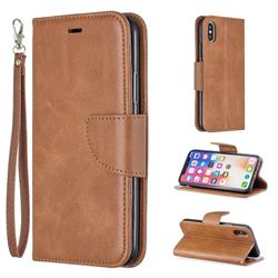 Classic Sheepskin PU Leather Phone Wallet Case for iPhone XS / iPhone X(5.8 inch) - Brown