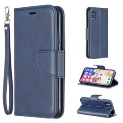 Classic Sheepskin PU Leather Phone Wallet Case for iPhone XS / iPhone X(5.8 inch) - Blue