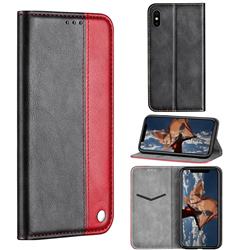 Classic Business Ultra Slim Magnetic Sucking Stitching Flip Cover for iPhone XS / iPhone X(5.8 inch) - Red