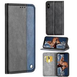 Classic Business Ultra Slim Magnetic Sucking Stitching Flip Cover for iPhone XS / iPhone X(5.8 inch) - Blue