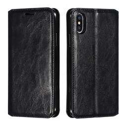 Retro Slim Magnetic Crazy Horse PU Leather Wallet Case for iPhone XS / iPhone X(5.8 inch) - Black
