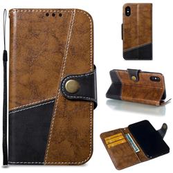 Retro Magnetic Stitching Wallet Flip Cover for iPhone XS / iPhone X(5.8 inch) - Brown