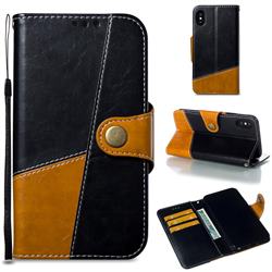 Retro Magnetic Stitching Wallet Flip Cover for iPhone XS / iPhone X(5.8 inch) - Black