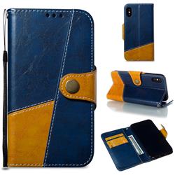 Retro Magnetic Stitching Wallet Flip Cover for iPhone XS / iPhone X(5.8 inch) - Blue