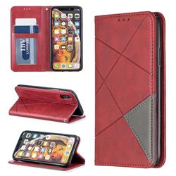 Prismatic Slim Magnetic Sucking Stitching Wallet Flip Cover for iPhone XS / iPhone X(5.8 inch) - Red