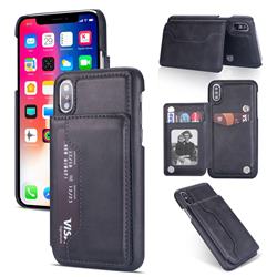Luxury Magnetic Double Buckle Leather Phone Case for iPhone XS / iPhone X(5.8 inch) - Black