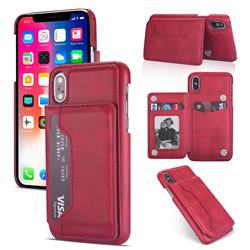 Luxury Magnetic Double Buckle Leather Phone Case for iPhone XS / iPhone X(5.8 inch) - Red