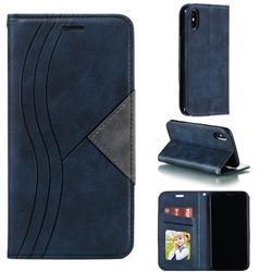 Retro S Streak Magnetic Leather Wallet Phone Case for iPhone XS / iPhone X(5.8 inch) - Blue