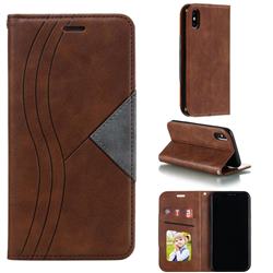 Retro S Streak Magnetic Leather Wallet Phone Case for iPhone XS / iPhone X(5.8 inch) - Brown