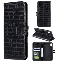 Luxury Crocodile Magnetic Leather Wallet Phone Case for iPhone XS / iPhone X(5.8 inch) - Black