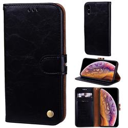 Luxury Retro Oil Wax PU Leather Wallet Phone Case for iPhone XS / iPhone X(5.8 inch) - Deep Black