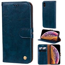 Luxury Retro Oil Wax PU Leather Wallet Phone Case for iPhone XS / iPhone X(5.8 inch) - Sapphire