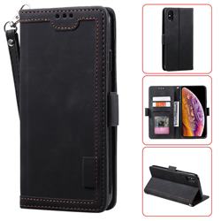 Luxury Retro Stitching Leather Wallet Phone Case for iPhone XS / iPhone X(5.8 inch) - Black