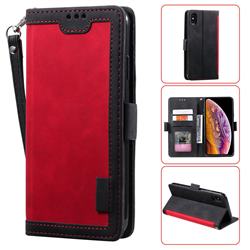 Luxury Retro Stitching Leather Wallet Phone Case for iPhone XS / iPhone X(5.8 inch) - Deep Red