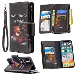 Chainsaw Bear Binfen Color BF03 Retro Zipper Leather Wallet Phone Case for iPhone XS / iPhone X(5.8 inch)