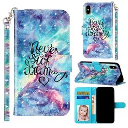 Blue Starry Sky 3D Leather Phone Holster Wallet Case for iPhone XS / iPhone X(5.8 inch)