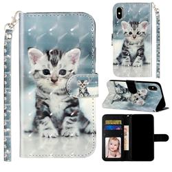 Kitten Cat 3D Leather Phone Holster Wallet Case for iPhone XS / iPhone X(5.8 inch)