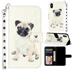 Pug Dog 3D Leather Phone Holster Wallet Case for iPhone XS / iPhone X(5.8 inch)