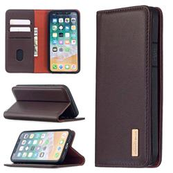 Binfen Color BF06 Luxury Classic Genuine Leather Detachable Magnet Holster Cover for iPhone XS / iPhone X(5.8 inch) - Dark Brown