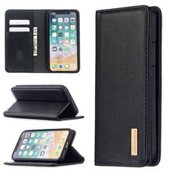 Binfen Color BF06 Luxury Classic Genuine Leather Detachable Magnet Holster Cover for iPhone XS / iPhone X(5.8 inch) - Black