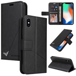 GQ.UTROBE Right Angle Silver Pendant Leather Wallet Phone Case for iPhone XS / iPhone X(5.8 inch) - Black