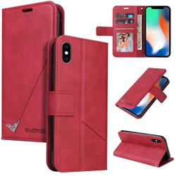 GQ.UTROBE Right Angle Silver Pendant Leather Wallet Phone Case for iPhone XS / iPhone X(5.8 inch) - Red