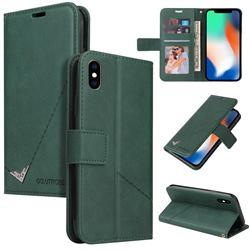 GQ.UTROBE Right Angle Silver Pendant Leather Wallet Phone Case for iPhone XS / iPhone X(5.8 inch) - Green