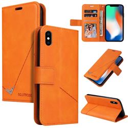 GQ.UTROBE Right Angle Silver Pendant Leather Wallet Phone Case for iPhone XS / iPhone X(5.8 inch) - Orange