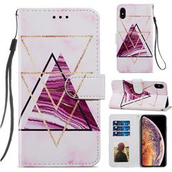 Three-color Marble Smooth Leather Phone Wallet Case for iPhone XS / iPhone X(5.8 inch)