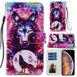 Wolf Totem Smooth Leather Phone Wallet Case for iPhone XS / iPhone X(5.8 inch)