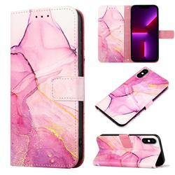 Pink Purple Marble Leather Wallet Protective Case for iPhone XS / iPhone X(5.8 inch)