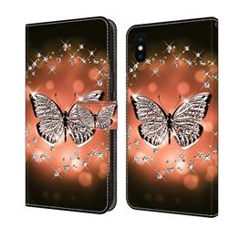 Crystal Butterfly Crystal PU Leather Protective Wallet Case Cover for iPhone XS / iPhone X(5.8 inch)