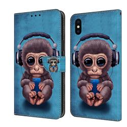 Cute Orangutan Crystal PU Leather Protective Wallet Case Cover for iPhone XS / iPhone X(5.8 inch)
