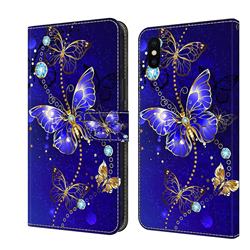 Blue Diamond Butterfly Crystal PU Leather Protective Wallet Case Cover for iPhone XS / iPhone X(5.8 inch)