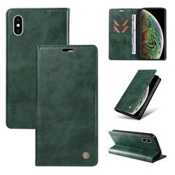 YIKATU Litchi Card Magnetic Automatic Suction Leather Flip Cover for iPhone XS / iPhone X(5.8 inch) - Green