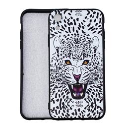 Snow Leopard 3D Embossed Relief Black Soft Back Cover for iPhone Xr (6.1 inch)