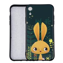 Cute Rabbit 3D Embossed Relief Black Soft Back Cover for iPhone Xr (6.1 inch)