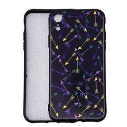 Colorful Arrows 3D Embossed Relief Black Soft Back Cover for iPhone Xr (6.1 inch)