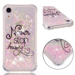 Never Stop Dreaming Dynamic Liquid Glitter Sand Quicksand Star TPU Case for iPhone Xr (6.1 inch)